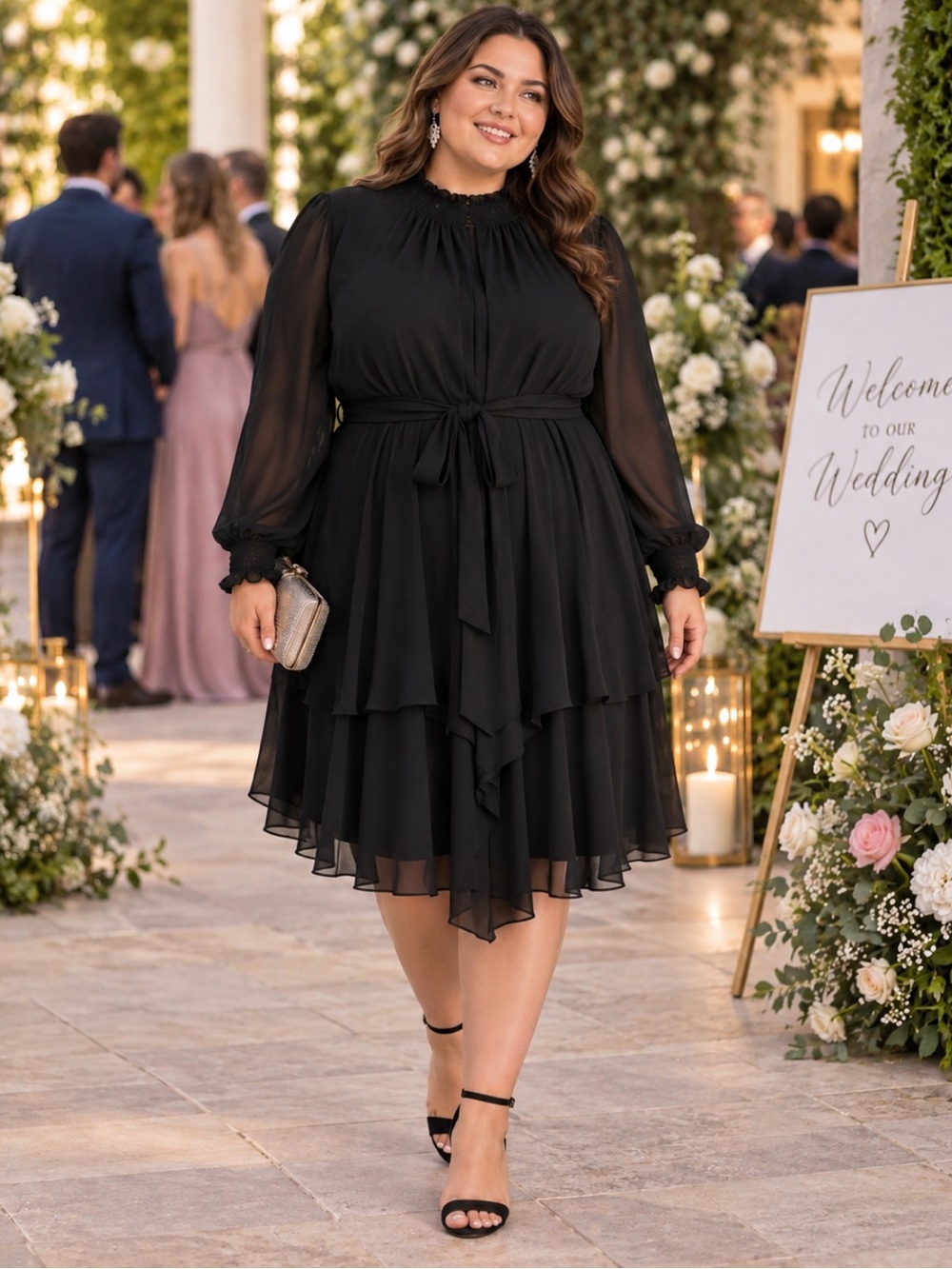 Alex Marie Chiffon Tiered Dress Feminine Wedding Guest Cocktail